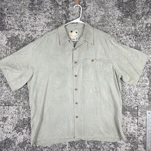 Banana Cabana Silk Short Sleeve‎ Button Up Shirt Mens 2XL Green Floral Beach